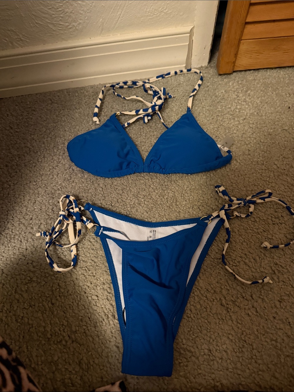 Blue Triangle Tie-Side Bikini Set